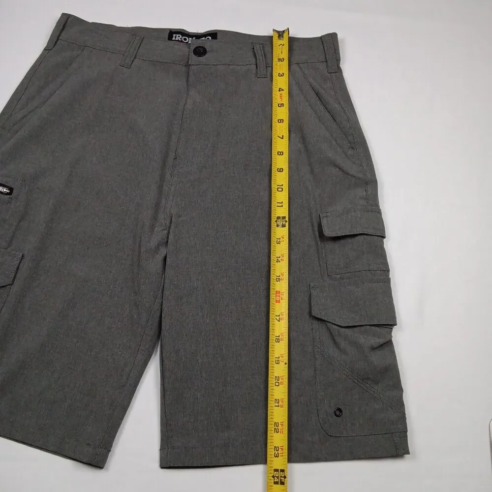 Iron Co Mens Size 32 Hybrid Cargo Shorts Stretch Quick Dry Gray Utility